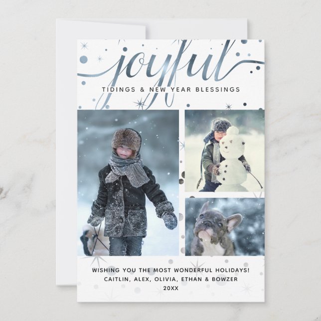 JOYFUL Tidings Photo Colour Matching Typography Holiday Card (Front)