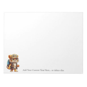 Joyful Tiger Cub with Backpack and coffee Notepad