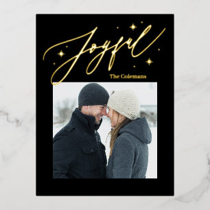 Joyful Times Editable Colour Foil Holiday Postcard
