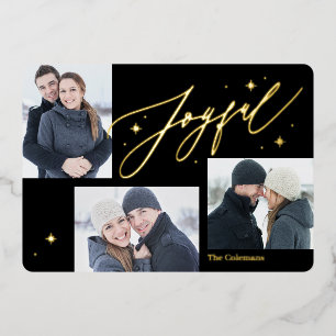 Joyful Times Foil Holiday Card Editable Colour