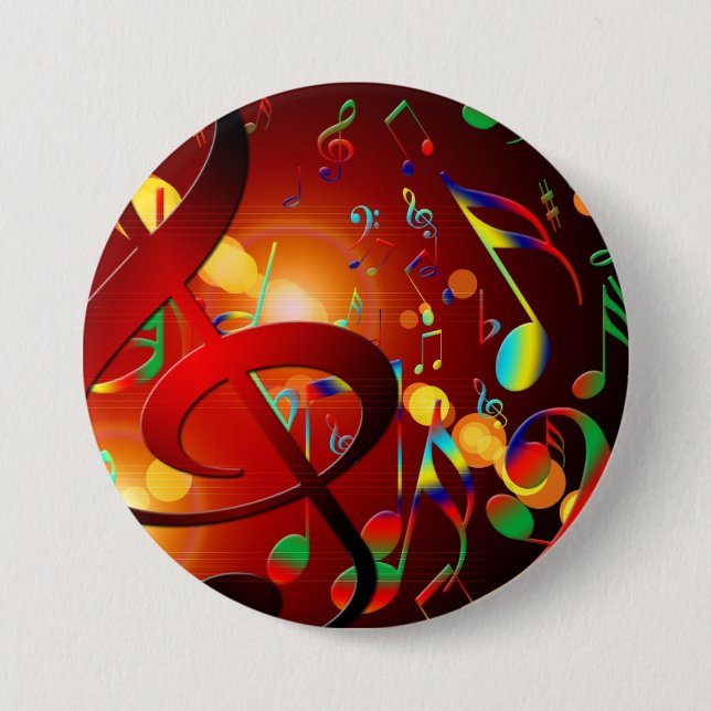 Joyful treble clef music in a dance 7.5 cm round badge (Front)