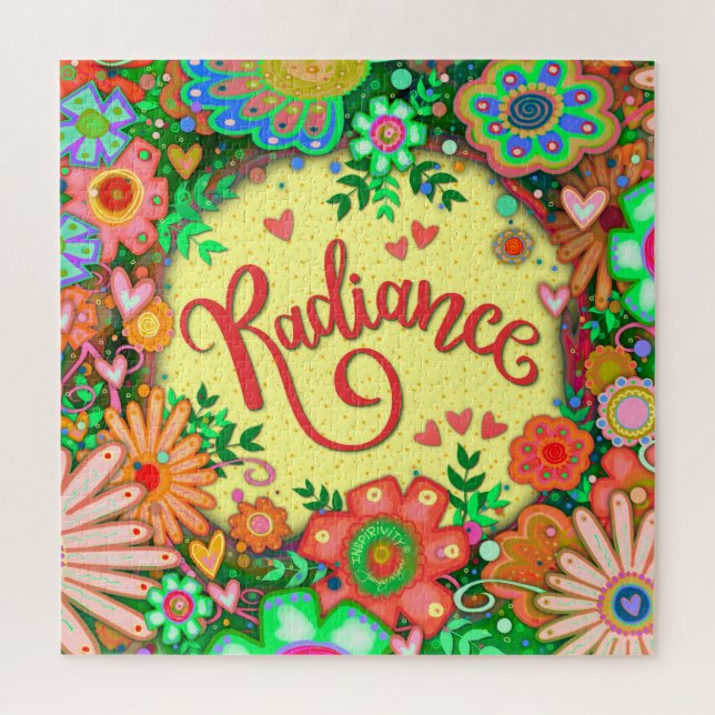  Joyful Trendy Radiance Heart Floral Inspirivity  Jigsaw Puzzle (Vertical)