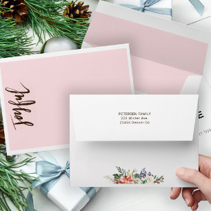 Joyful Trendy Typography Blush Pink Christmas Envelope