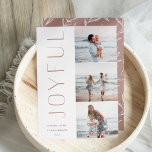 Joyful Trio | Modern 3 Photo Collage Holiday Card<br><div class="desc">A chic and elegant holiday card design featuring three photos aligned at the right in a vertical layout. "Joyful" appears alongside your photo in understated,  modern type. Personalise with your family name and custom holiday greeting beneath for the perfect finishing touch to these cool minimalist Christmas 2021 photo cards.</div>