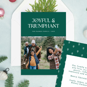 Joyful & Triumphant Religious Christmas Photo Holiday Card
