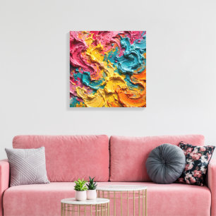 Joyful Tropical Abstract Painting - Fuchsia, Turqu Canvas Print