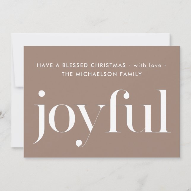 Joyful Typography Blessed Christmas Holiday Card (Front)