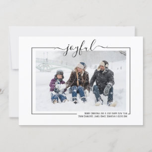 Joyful Typography Photo Personalised Christmas Holiday Card