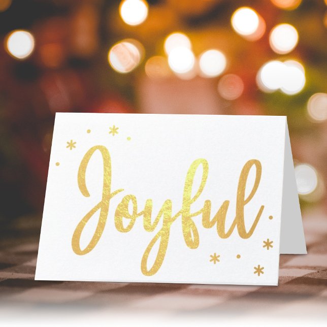 Joyful Typography Script Modern Photo Christmas Foil Card (Creator Uploaded)