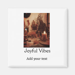 Joyful Vibes add family Christmas photo name simpl Magnet