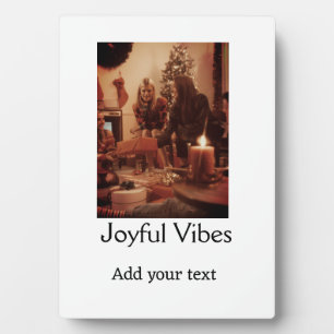 Joyful Vibes add family Christmas photo name simpl Plaque