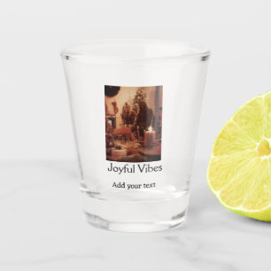 Joyful Vibes add family Christmas photo name simpl Shot Glass