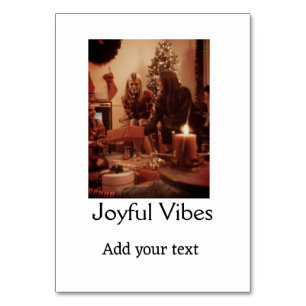 Joyful Vibes add family Christmas photo name simpl Table Number