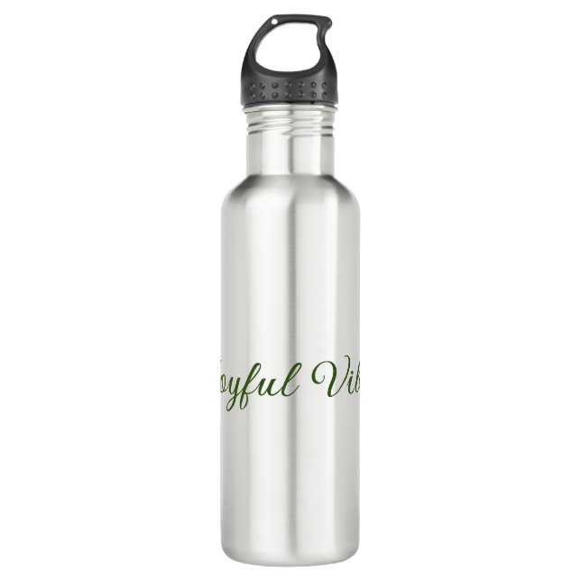 Joyful vibes christmas green holiday family name 710 ml water bottle (Front)