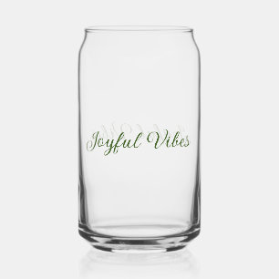 Joyful vibes christmas green holiday family name can glass