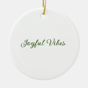 Joyful vibes christmas green holiday family name ceramic tree decoration