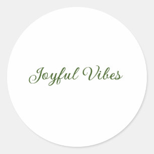 Joyful vibes christmas green holiday family name classic round sticker