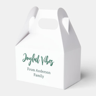 Joyful vibes christmas green holiday family name favour box