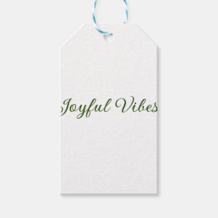 Joyful vibes christmas green holiday family name gift tags