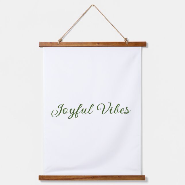 Joyful vibes christmas green holiday family name hanging tapestry (Front)