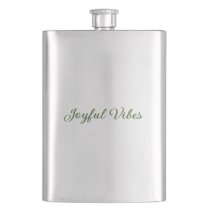 Joyful vibes christmas green holiday family name hip flask