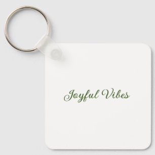 Joyful vibes christmas green holiday family name key ring