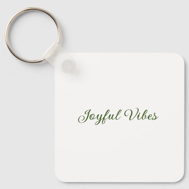 Joyful vibes christmas green holiday family name key ring (Front)