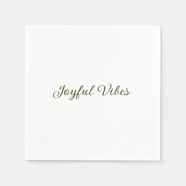 Joyful vibes christmas green holiday family name napkin (Front)