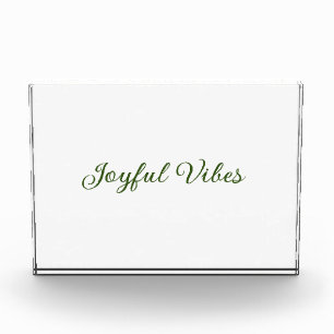 Joyful vibes christmas green holiday family name photo block