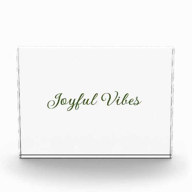 Joyful vibes christmas green holiday family name photo block (Front)