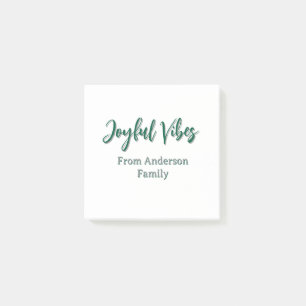 Joyful vibes christmas green holiday family name post-it notes