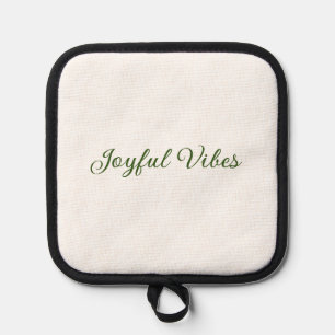 Joyful vibes christmas green holiday family name pot holder