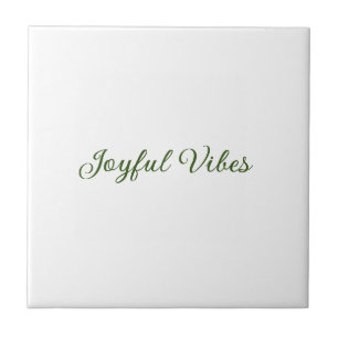 Joyful vibes christmas green holiday family name tile