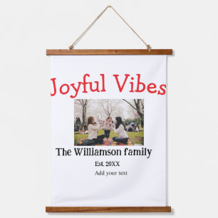 Joyful vibes Christmas holidays family photo gifts Hanging Tapestry