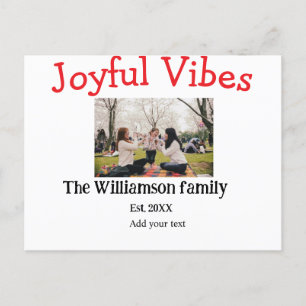 Joyful vibes Christmas holidays family photo gifts Holiday Postcard