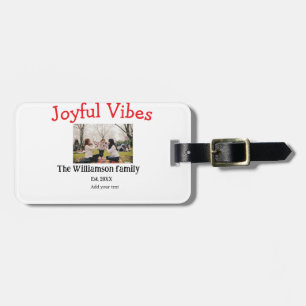 Joyful vibes Christmas holidays family photo gifts Luggage Tag