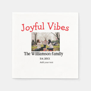 Joyful vibes Christmas holidays family photo gifts Napkin