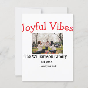 Joyful vibes Christmas holidays family photo gifts Postcard