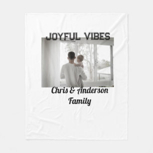 Joyful Vibes father son family Christmas holiday p Fleece Blanket