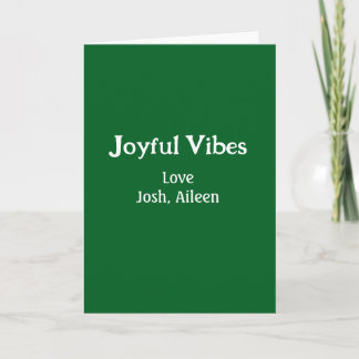Joyful Vibes green Christmas holidays love family Card