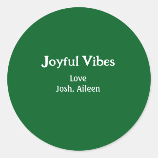 Joyful Vibes green Christmas holidays love family Classic Round Sticker