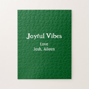 Joyful Vibes green Christmas holidays love family Jigsaw Puzzle