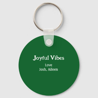 Joyful Vibes green Christmas holidays love family Key Ring