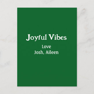 Joyful Vibes green Christmas holidays love family Postcard