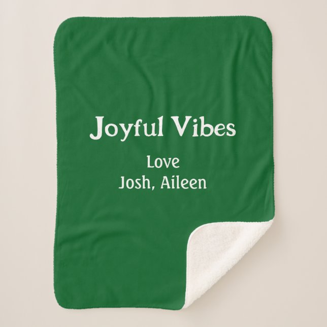 Joyful Vibes green Christmas holidays love family Sherpa Blanket (Front)