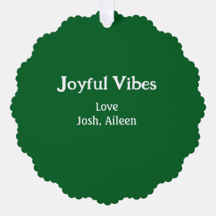 Joyful Vibes green Christmas holidays love family Tree Decoration Card