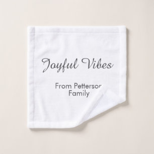 Joyful Vibes red Christmas add family name date Wash Cloth