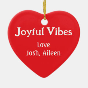 Joyful Vibes red Christmas holidays love family si Ceramic Tree Decoration