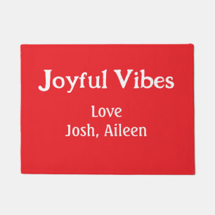 Joyful Vibes red Christmas holidays love family si Doormat
