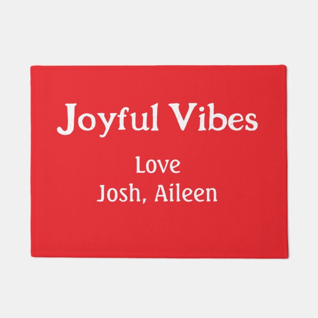 Joyful Vibes red Christmas holidays love family si Doormat (Front)